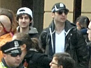 BOSTON, MA - APRIL 15: In this image released by the Federal Bureau of Investigation (FBI) on April 19, 2013, two suspects in the Boston Marathon bombing walk near the marathon finish line on April 15, 2013 in Boston, Massachusetts. The twin bombings at the 116-year-old Boston race resulted in the deaths of three people with more than 170 others injured. (Photo provided by FBI via Getty Images) BOSTON, MA - APRIL 15: In this image released by the Federal Bureau of Investigation (FBI) on April 19, 2013, two suspects in the Boston Marathon bombing walk near the marathon finish line on April 15, 2013 in Boston, Massachusetts. The twin bombings at the 116-year-old Boston race resulted in the deaths of three people with more than 170 others injured. (Photo provided by FBI via Getty Images)